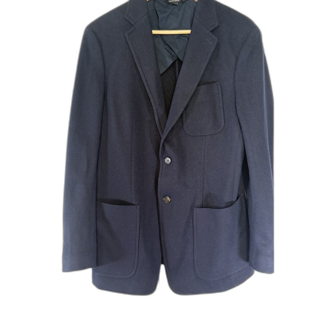 Banana‎ Republic Mario Bellucci Italian Wool Blazer Sport Coat Navy 40L Slim